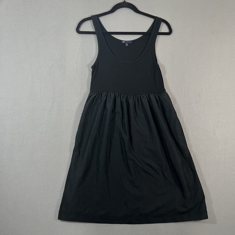 Gap Fit Flair Black Minimalist Cotton Sleeveless‎ Dress Size Small With Pockets